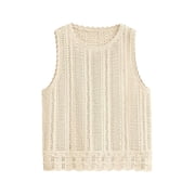 Shine Up Knit Tank Tops for Women Beach Vacation Clothes Summer Casual Crochet Tops Vest