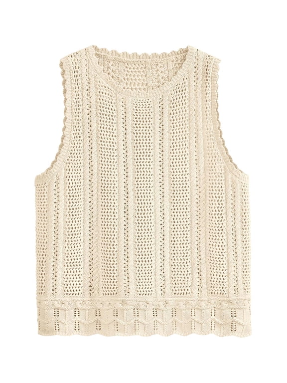 Knit Tank Tops for Women Beach Vacation Clothes Summer Casual Crochet Tops Vest