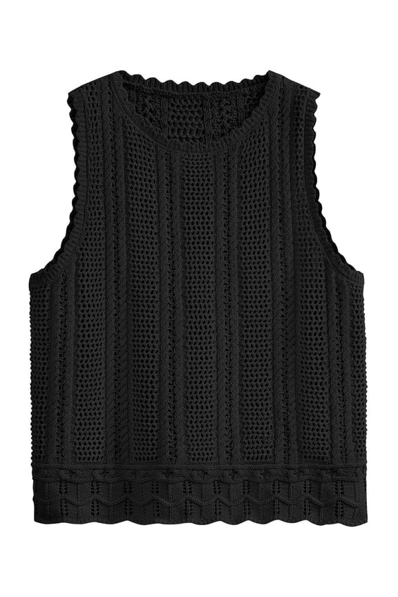 Knit Tank Tops for Women Beach Vacation Clothes Summer Casual Crochet Tops Vest