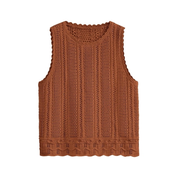 Shine Up Knit Tank Tops for Women Beach Vacation Clothes Summer Casual Crochet Tops Vest