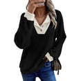 thumbnail image 1 of Shine Up Patchwork Sweatshirts for Women V Neck Long Sleeve Shirts Casual Pullover Tops, 1 of 8