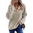 thumbnail image 1 of Shine Up Patchwork Sweatshirts for Women V Neck Long Sleeve Shirts Casual Pullover Tops, 1 of 8