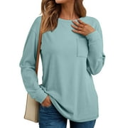 SHINE UP Sweatshirts for Women Long Sleeve Shirts Fall Crewneck Loose Fit Lightweight Tops