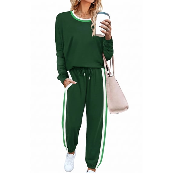 Shine Up Women 2 Piece Lounge Sets Striped Jogger Sets Fall Outfits Loose Sweatsuits with Pockets