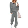 thumbnail image 1 of Shine Up Women 2 Piece Lounge Sets Striped Jogger Sets Fall Outfits Loose Sweatsuits with Pockets, 1 of 5