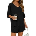 thumbnail image 1 of Shine Up Womens 2 Piece Sets Casual Short Sleeve Tops and Shorts Outfits Summer Lounge Set, 1 of 3