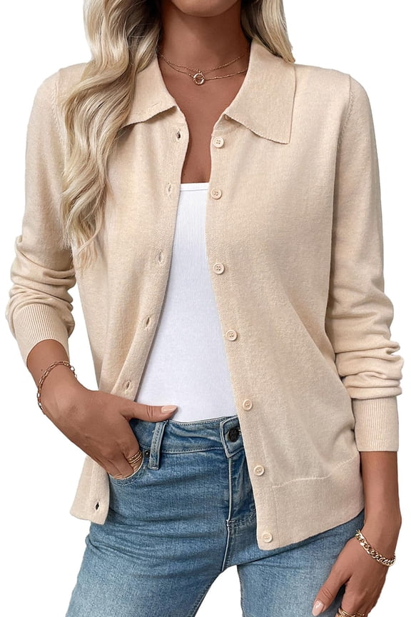 Womens Cardigan Sweaters Lightweight Long Sleeve Tops Button Down Knit Cardigan