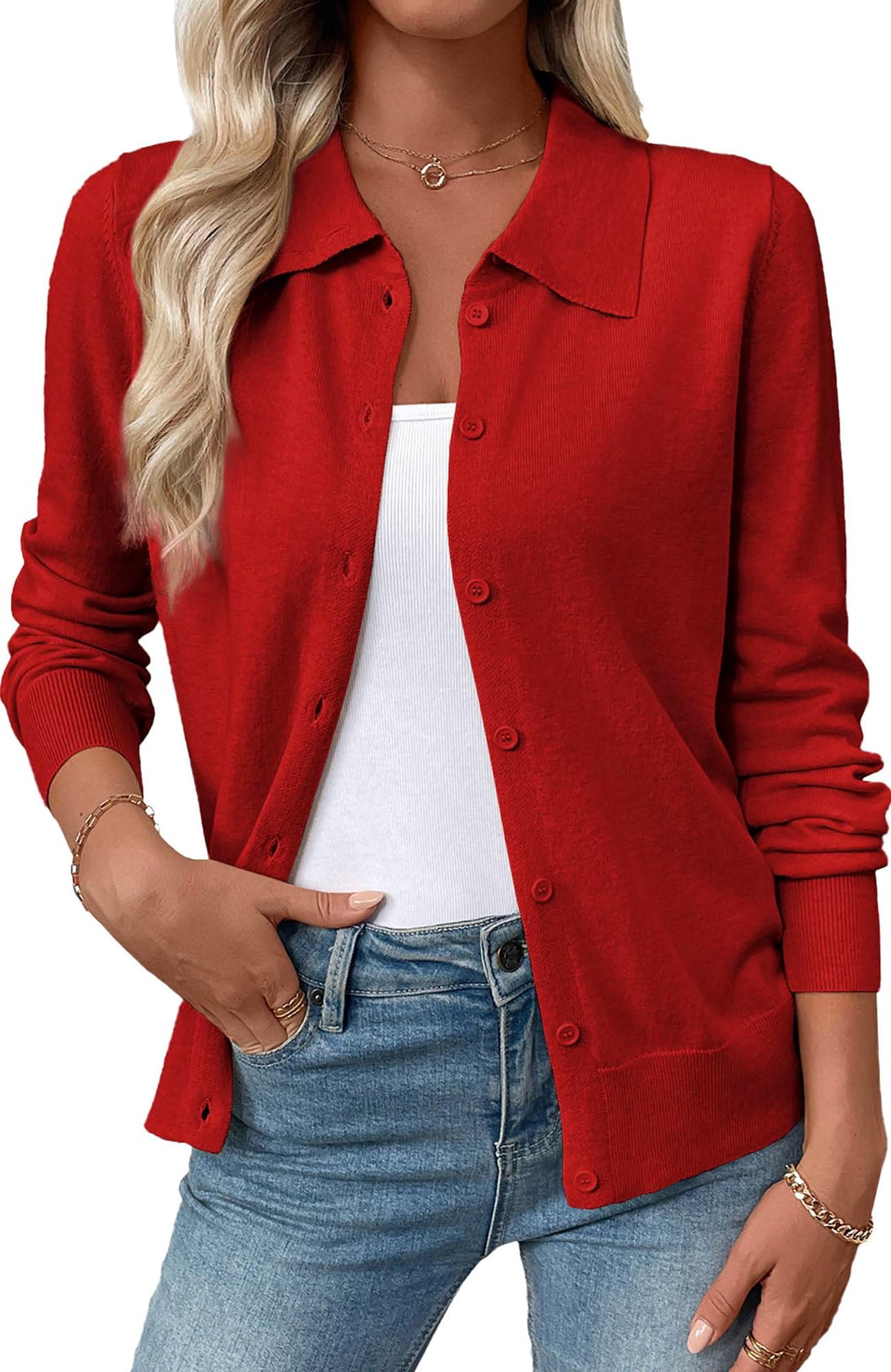 Shine Up Womens Cardigan Sweaters Lightweight Long Sleeve Tops Button ...