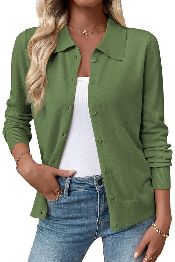 Womens Cardigan Sweaters Lightweight Long Sleeve Tops Button Down Knit Cardigan