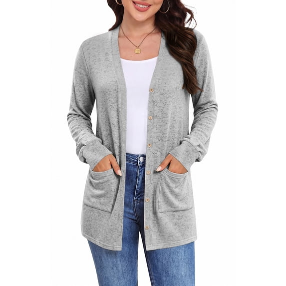 Shine Up Womens Lightweight Cardigan Button Down Long Sleeve Tops Casual Open Front Cardigans