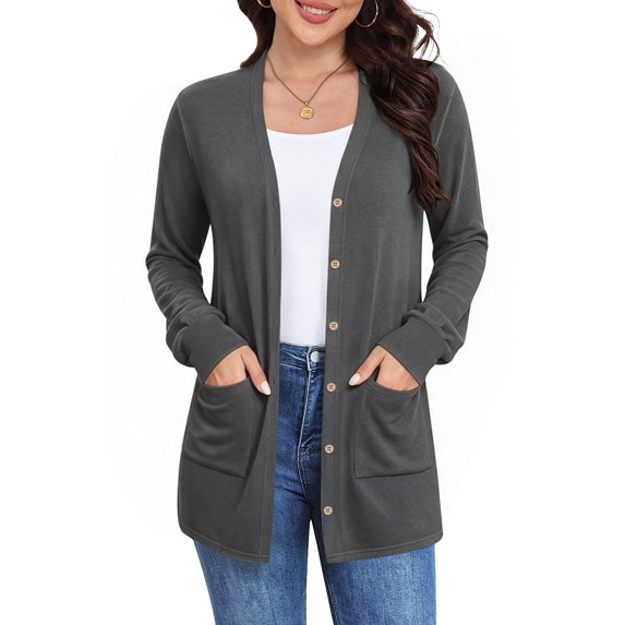 Shine Up Womens Lightweight Cardigan Button Down Long Sleeve Tops Casual Open Front Cardigans