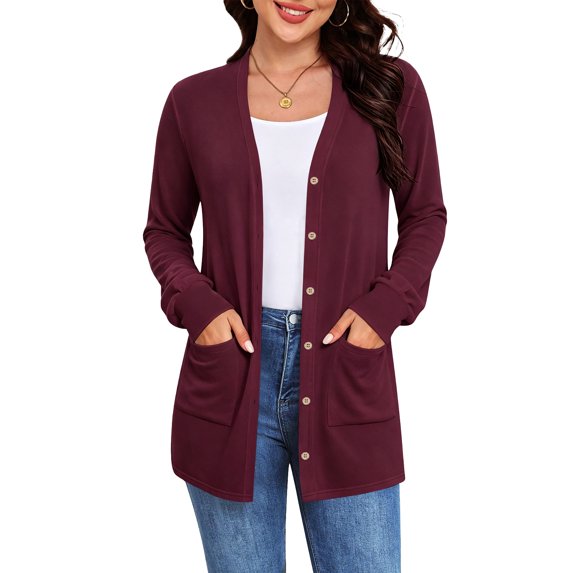 Shine Up Womens Lightweight Cardigan Button Down Long Sleeve Tops Casual Open Front Cardigans