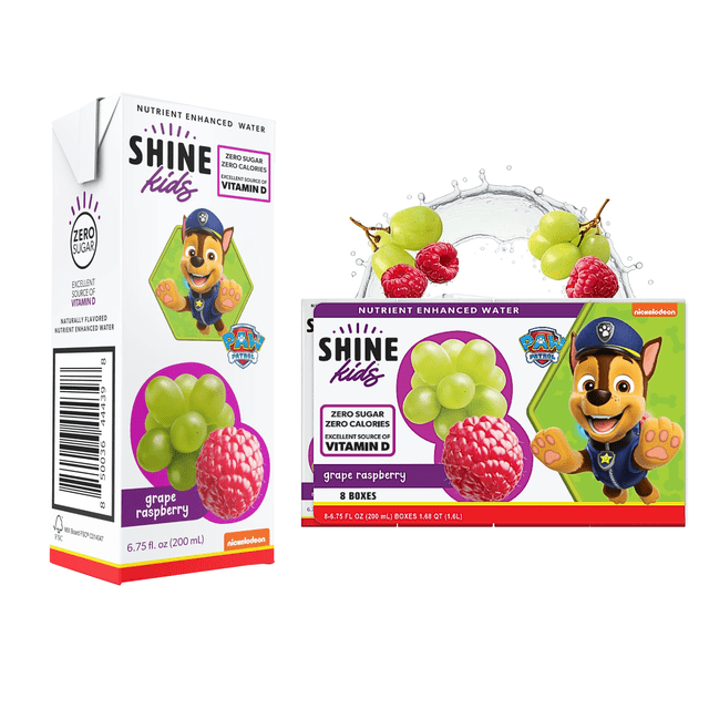 Grape Raspberry Water ShineWater Grape Raspberry Flavored Juice Boxes, 6.75oz, 8 Pack ...
