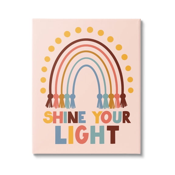 Shine Your Light Hanukkah Rainbow Holiday Graphic Art Gallery Wrapped Canvas Print Wall Art