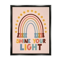 Shine Your Light Hanukkah Rainbow Holiday Graphic Art Jet Black Framed Art Print Wall Art