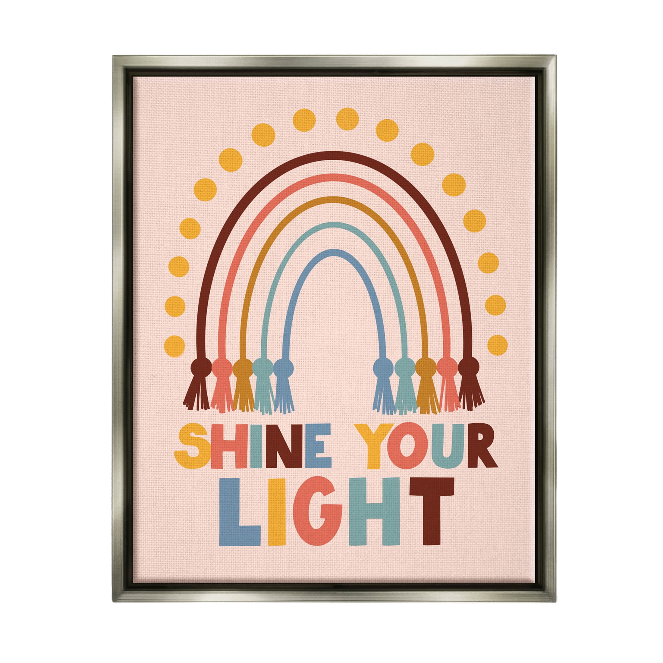 Shine Your Light Hanukkah Rainbow Holiday Graphic Art Luster Gray Framed Art Print Wall Art