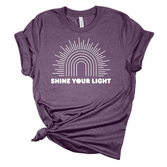 Shine Your Light Sunshine Rainbow Christian Unisex Ladies Design Christian T-shirt Graphic Tee-Purple-xl