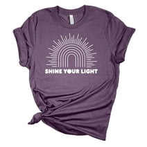 Shine Your Light Sunshine Rainbow Christian Unisex Ladies Design Christian T-shirt Graphic Tee-Purple-xxxl