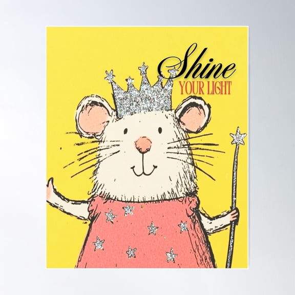 Shine Your Light - Whimsical Mouse Illustration Poster Wall Art Modern Wall Decor For Living Room Bedroom Art