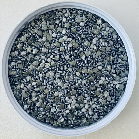 Shine Your Silver Stars Confetti Sprinkles, Cake, Cookie, Donut, Cakepop Toppings, 6 oz.