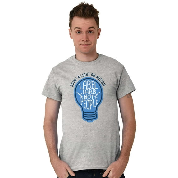 Shine a Light on Autism Bulb Symbol Men's Graphic T Shirt Tees Brisco Brands L