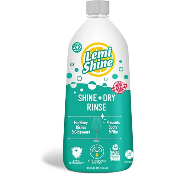 Shine and Dry Natural Dishwasher Rinse Aid - Hard Water Stain Remover - 25.35 fl oz
