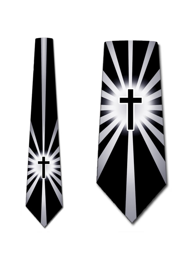 Shine on Me - Black Cross Necktie Mens Tie by Three Rooker