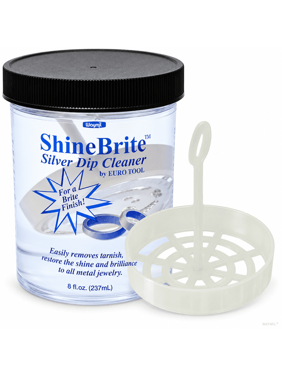 ShineBrite Silver Dip Cleaner 8 Oz Jewelry Tarnish Remover with Basket