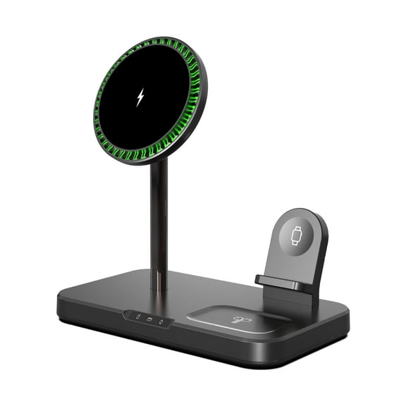 ShineFuture Wireless Charging Station, 3 in 1 Fast Desk Charging Station, Wireless Charger Stand for iPhone 16 15/14/13/12/11 Pro Max/X/Xs Max/8/8 Plus, AirPods 3/2/pro, apple Watch Series 9/8/7/6/5/