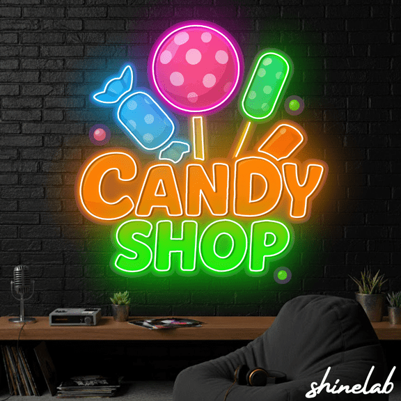 ShineLab Candy Neon Sign For Dessert Shop Decor, Candy Lover Gift, Candy Shop Decor