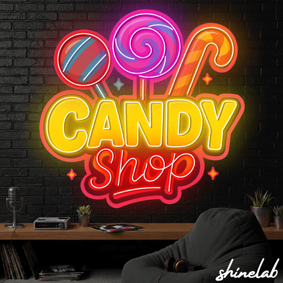 ShineLab Candy Shop Neon Sign, Candy Led Light, Candy Shop Wall Decor