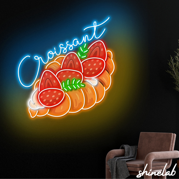 ShineLab Croissant Neon Sign, Bakery Shop Led Light, Croissant Lover Gift