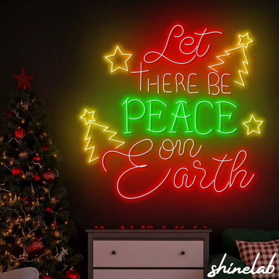 ShineLab Let There Be Peace On Earth Neon Sign, Christmas LED Wall Art, Holiday Home Decor