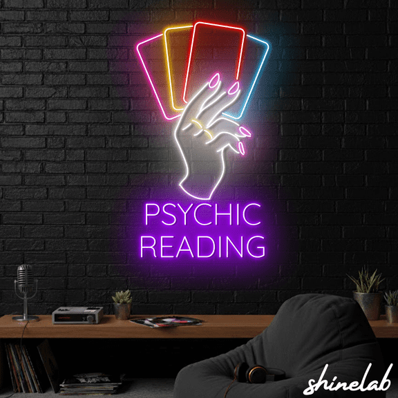 ShineLab Psychic Reading Neon Sign, Tarot Cards Led Light, Tarot Reader Gift