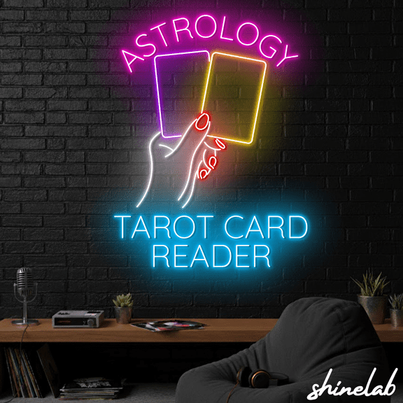 ShineLab Tarot Cards Neon Sign, Astrology Led Light, Psychic Room Decor