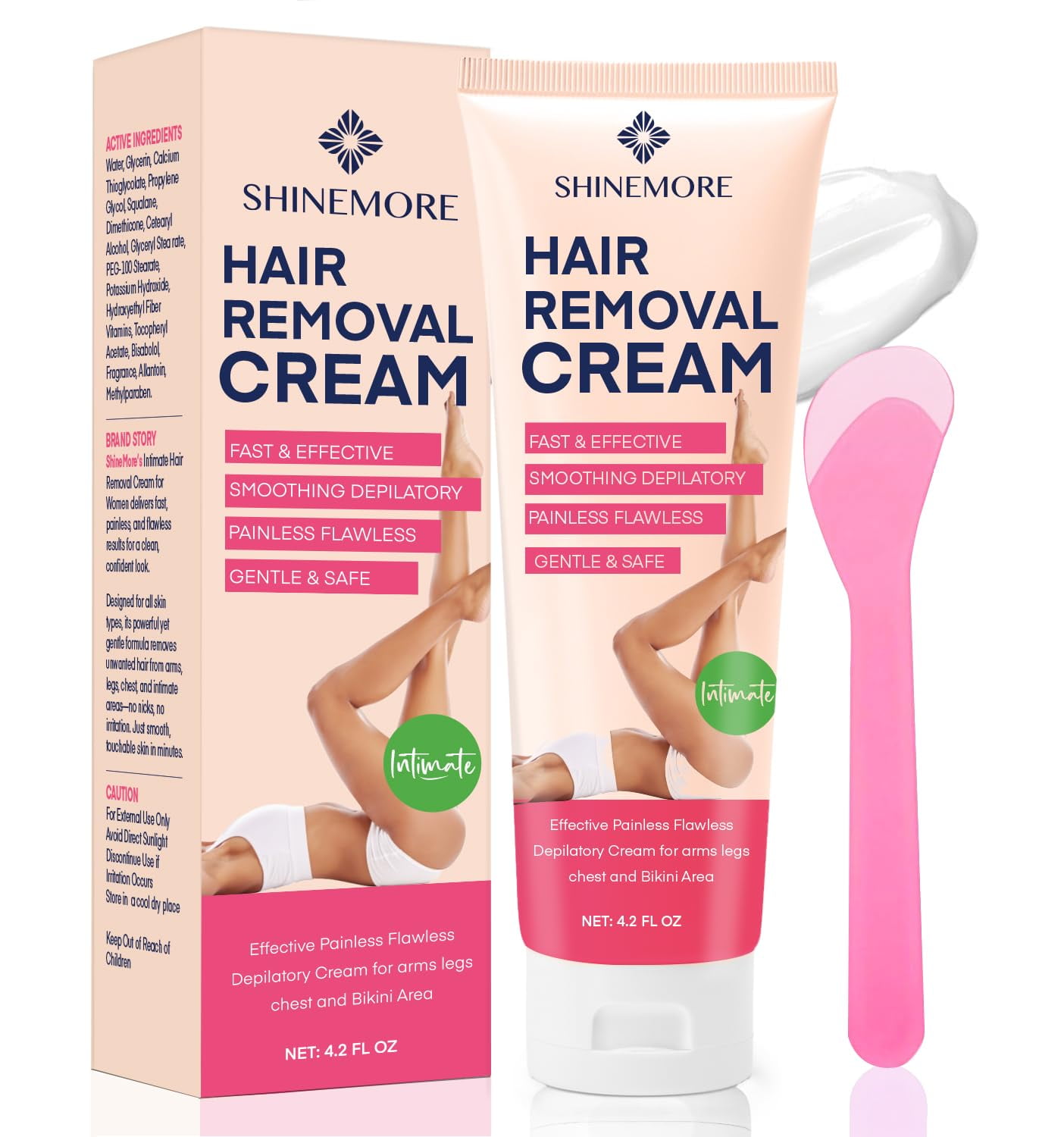 ShineMore Hair Removal Cream for Women, Painless Depilatory Cream for ...