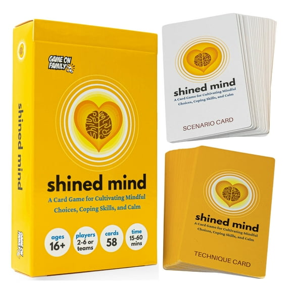 Shined Mind Mindfulness and Affirmation Relief Card Game for Self-Care, Stress-Relief, Focus, 58 Cards