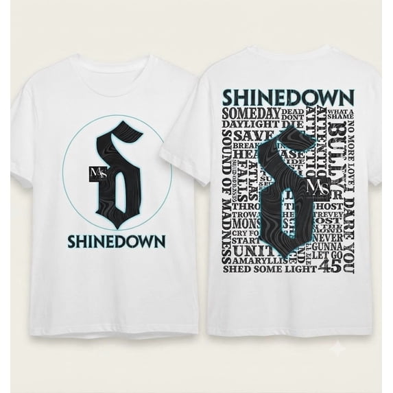 Shinedown Graphic T-Shirt Band Logo Music Fan Tee Unisex Front Back Print