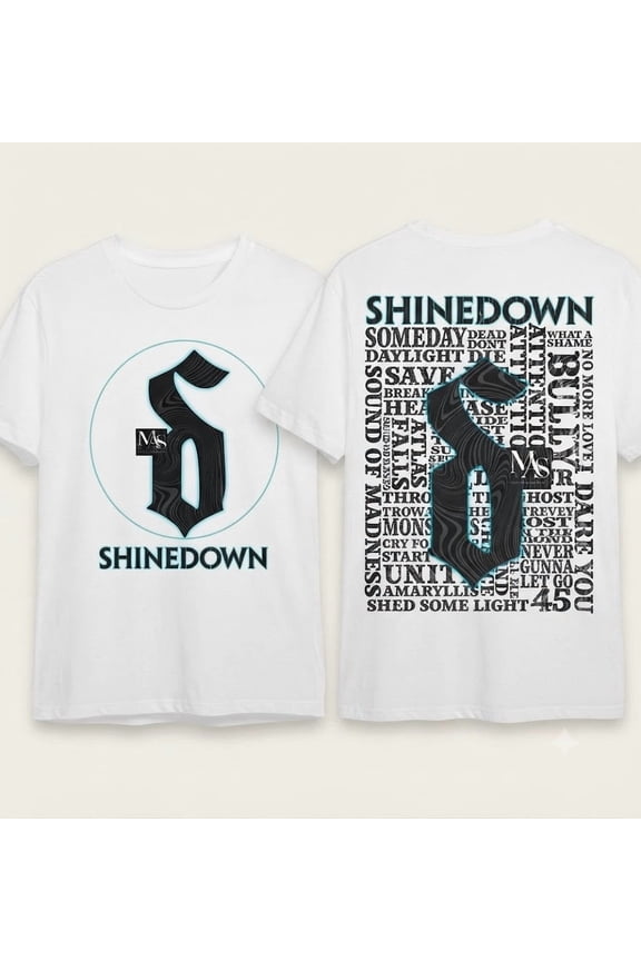 Shinedown Graphic T-Shirt Band Logo Music Fan Tee Unisex Front Back Print