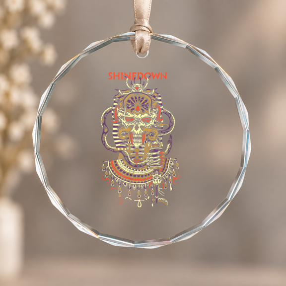 Shinedown Planet Zero Skull Christmas Ornament, Holiday Keepsake Gift, Circle Glass Ornament