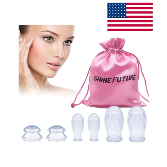 Shinefuture Silicone Cupping Massage Set for Body and Face, 6 Count