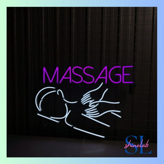 Shinelab Acupressure Massage Neon Sign, Massage Open Wall Art, Spa Massage Wall Decor 0469