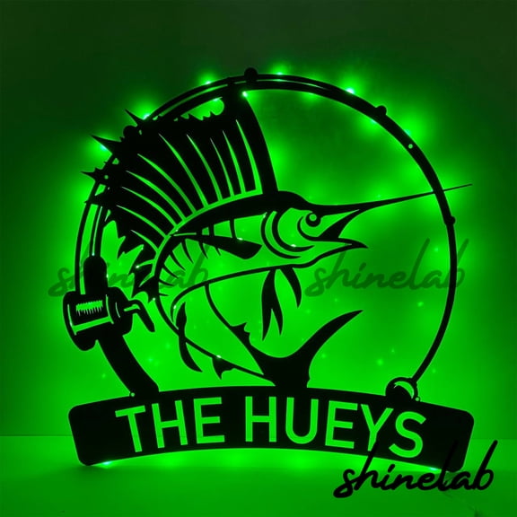 Shinelab American Sailfish Metal Sign LED Wall Art, Custom Fishing Lover Gift, Wall Decor 11033