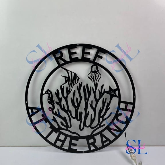 Shinelab Aquarium Reef Metal Sign, Coral Reef Sign, Reef Ocean Led Sign, Aquarium Room Wall Art Decor, Aquarium House Wall Decor 3710