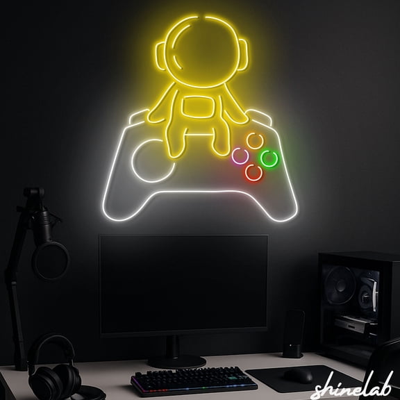 Shinelab Astronaut with Game Controller Neon Sign, LED Wall Light for Gaming Room Decor 15211