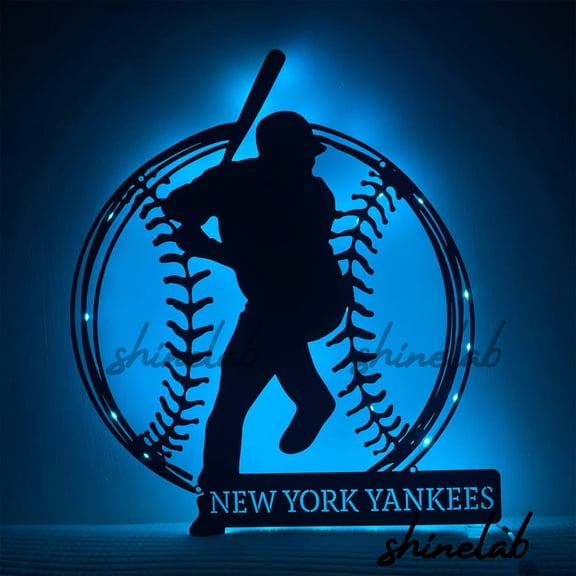 Shinelab Baseball Metal Wall Art, Custom Baseball Player Name Gifts, Sports Decor 13140
