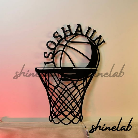 Shinelab Basketball LED Wall Art, Custom Personalized Sport Player Metal Sign Wall Decor 10553