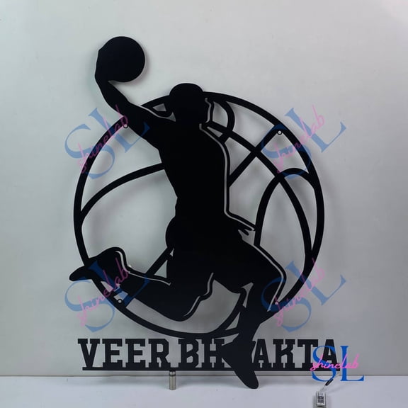 Shinelab Basketball Metal Sign, Basketball Ball Wall Art, Basketball Player Name Sign, Basketball Sport Led Sign, Basketball Club Decor 3770