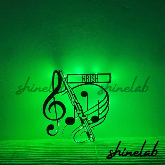 Shinelab Bassoon Musical Metal Sign LED Wall Art, Custom Bassoonist Music Note Wall Decor 10573