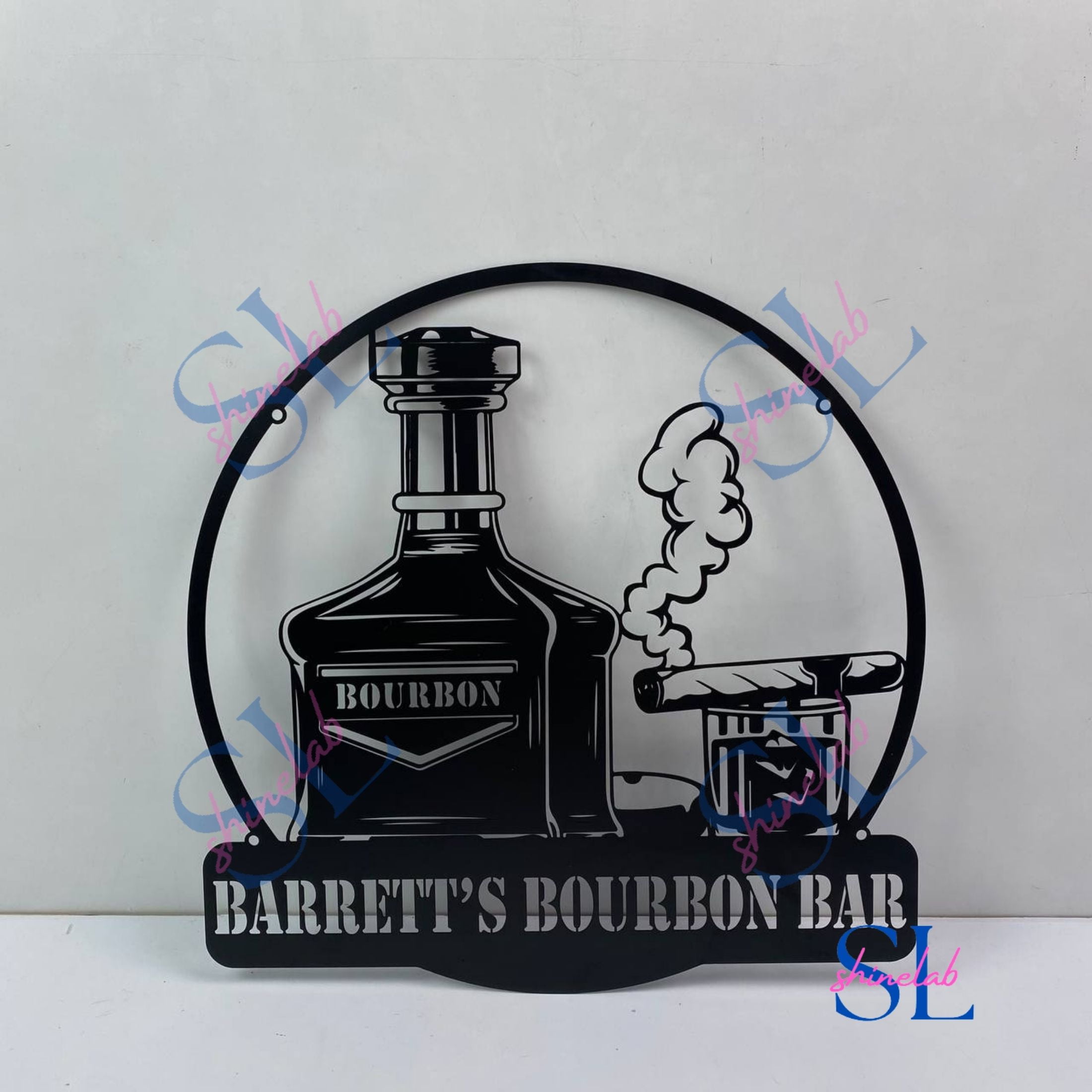 Shinelab Bourbon Cigar Metal Wall Art LED Light, Personalized Whiskey ...